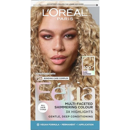 L'Oreal Paris Feria Coloración Permanente Brillante, 100 Pure Diamond (Rubio Muy Claro Natural), Kit de Tinte para Cabello, 1 Unidad - imagen 4