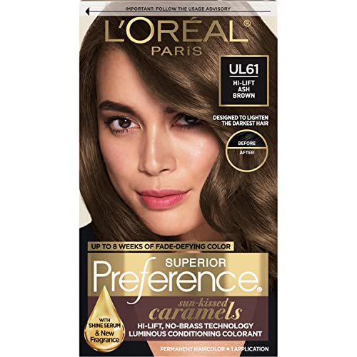 L'Oreal Paris Superior Preference Coloración Permanente Fade-Defying + Brillo, UL61 Castaño Claro Ceniza, 1 Unidad, Tinte para Cabello - imagen 1