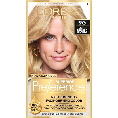 L'Oreal Paris Superior Preference Coloración Permanente Luminosa, Tinte para Cabello Rubios Dorados 9G, 1 Kit de Tinte para Hasta 9 Semanas de Brillo - imagen 3