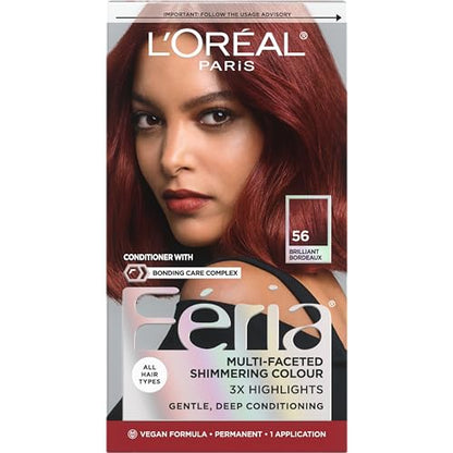 L'Oreal Paris Feria Coloración Permanente Brillante 56 Bordeaux (Castaño Auburn), Kit de Tinte para Cabello, Pack de 1 - imagen 1