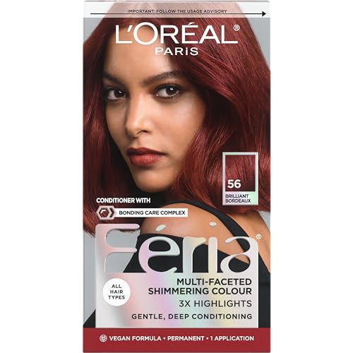 L'Oreal Paris Feria Coloración Permanente Brillante 56 Bordeaux (Castaño Auburn), Kit de Tinte para Cabello, Pack de 1 - imagen 3