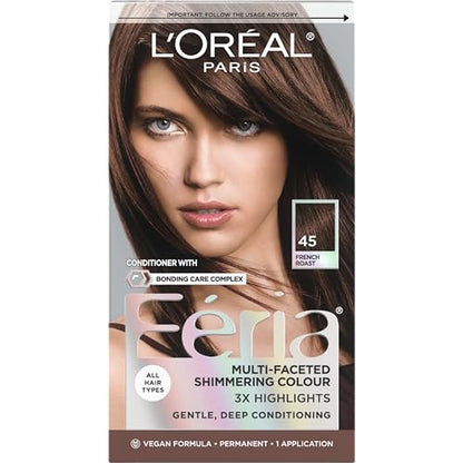 L'Oreal Paris Feria Coloración Permanente Brillante 45 French Roast (Marrón Bronceado Profundo), Kit de Tinte para Cabello de 1 Unidad - imagen 1