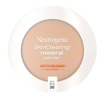 Polvo Mineral Compacto Neutrogena SkinClearing para Piel Propensa al Acné, Maquillaje Absorbente de Aceite con Ácido Salicílico, Beige Suave 50, 10.8 - imagen 1