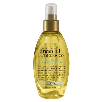 OGX Aceite Seco Reparador de Argan de Marruecos, Spray Ligero para Cuidado del Cabello, Control de Frizz y Puntas Abiertas, Sin Parabenos, 4 fl oz - imagen 1