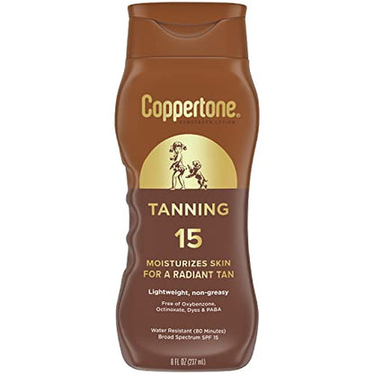 Loción Bronceadora Coppertone, Protector Solar SPF 15, Ligera y No Grasosa, Resistente al Agua, Libre de Oxybenzone, Hidratante para un Bronceado - imagen 3