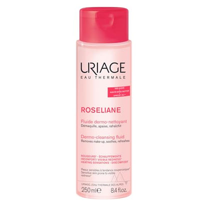 Uriage Roseliane Fluido Dermo-Limpiante | Limpiador Facial con Caléndula, Rosa y Aceite de Hueso de Albaricoque | Elimina Maquillaje, Loción en Gel, - imagen 2