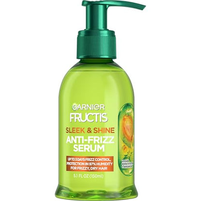 Sérum Antifrizz Garnier Fructis Sleek & Shine con Aceite de Argán para Cabello Frizado y Seco, 5.1 Fl Oz, 1 Cuenta - imagen 2