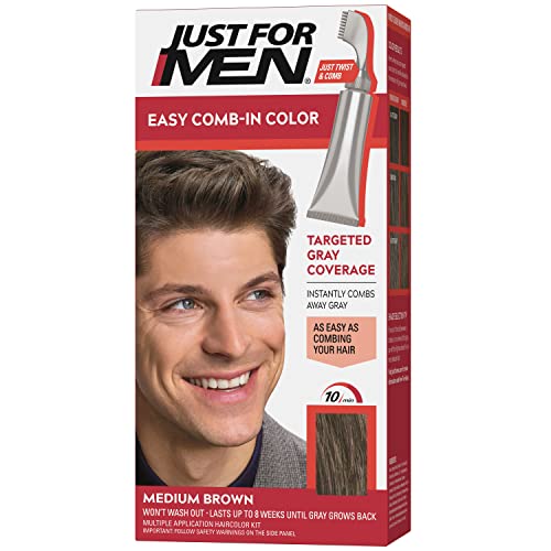 Just For Men Tinte para Cabello Masculino Fácil de Aplicar con Peine - Marrón Medio, A-35, Paquete de 1 - imagen 4