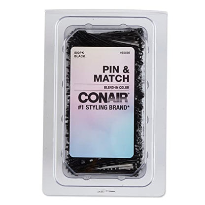 Bobby Pins Conair, 500 Piezas de Pasadores Negros en Tubo de Almacenamiento - imagen 1