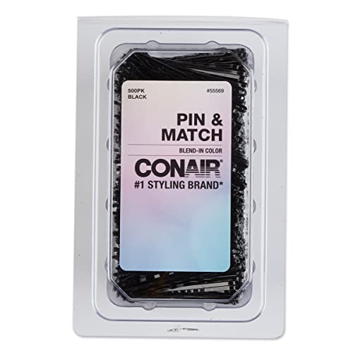 Pinzas para el cabello Conair, 500 piezas de pinzas bobby negras en tubería de almacenamiento - imagen 3