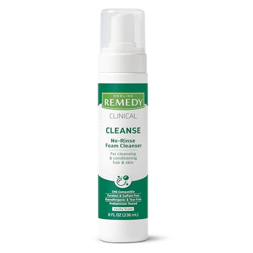 Limpiador Espumoso Sin Enjuague Medline Remedy Clinical, Aroma Vainilla (8 fl oz), Champú y Limpiador Hidratante para Piel Sensible, Libre de - imagen 3