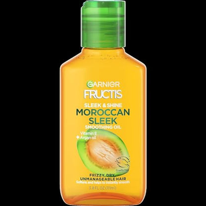 Garnier Fructis Aceite Suavizante Marroquí Sleek & Shine para Cabello Frizado y Seco, 3.75 Fl Oz, 1 Unidad - imagen 2