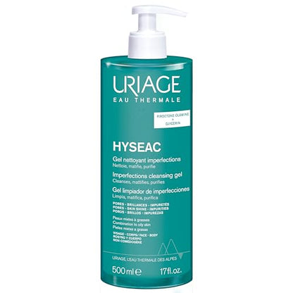 Gel Limpiador Uriage Hyseac para Imperfecciones, Facial y Corporal, Ideal para Acné en la Espalda, Limpieza Suave, Elimina Sebo, Piel Mixta a Grasa, - imagen 2