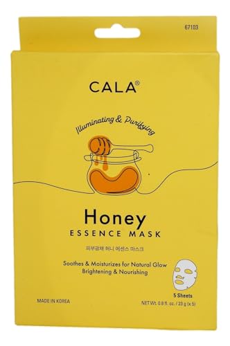 Mascarillas Faciales de Esencia de Miel Cala, Paquete de 5 - Mascarillas Iluminadoras con Vitamina B3 (Niacinamida), Hojas Hidratantes Ultra-Finas de - imagen 1