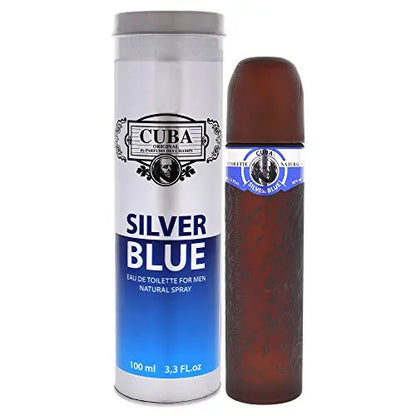 Cuba Silver Blue Eau de Toilette Spray para Hombre, 3.3 Onzas, color marrón - imagen 3