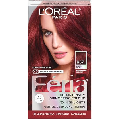 Coloración Permanente L'Oreal Paris Feria R57 Cherry Crush, Castaño Medio Intenso, Kit de Tinte para Cabello, Pack de 1 - imagen 4