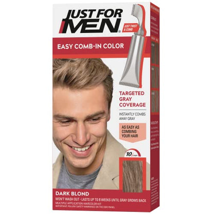 Just For Men Tinte para Cabello para Hombres, Aplicación Fácil sin Mezcla con Aplicador de Peine - Rubio Oscuro, A-15, Paquete de 1 - imagen 1