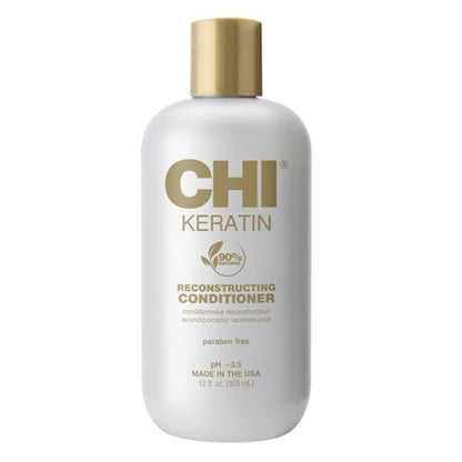 Acondicionador Reconstructor CHI Keratin, Mejora la Salud del Cabello, Aporta Brillo y Previene Quiebre Futuro, Libre de Sulfatos y Parabenos, 12 Oz - imagen 1