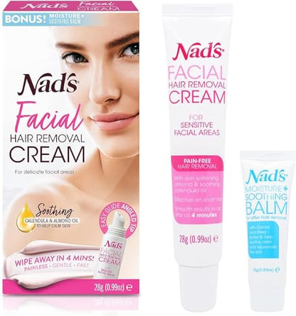 Crema Depilatoria Suave y Calmante Nad's para Mujeres - Eliminación de Vello Facial Sensible, 0.99 Oz (4446) - imagen 3