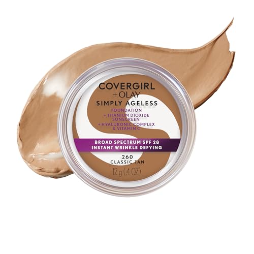 CUBIERTA Simply Ageless Base Defensora de Arrugas Instantánea, SPF 28, Complejo de Ácido Hialurónico y Vitamina C - 260 Tan Clásico, Paquete de 1 - imagen 3