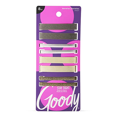 Goody Pinzas para el Cabello Stay Tight - 8 Pzas, Colores Metálicos Variados, Clips Planos Antideslizantes, Accesorios Cómodos y Versátiles para - imagen 1