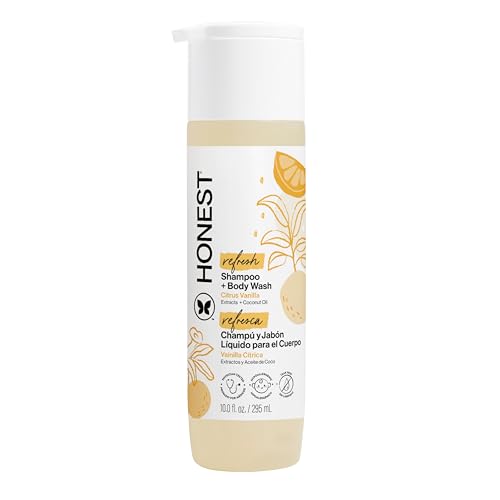 The Honest Company Champú y Gel de Baño 2 en 1, Suave para Bebés, Derivado Natural, Sin Lagrimas, Hipoalergénico, Aroma de Cítricos y Vainilla, 10 fl - imagen 1