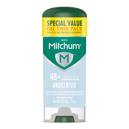 Antitranspirante y desodorante en gel para hombres Mitchum, protección triple contra olores, sin fragancia, 48 horas, paquete de 2 - imagen 2