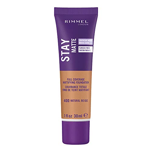 Base líquida Rimmel London Stay Matte Mousse - 400 Beige Natural - Ligera, Control de Brillo, Libre de Aceite, 1oz - imagen 1
