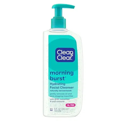 Limpiador Facial Hidratante Clean & Clear Morning Burst con BHA, Extractos de Pepino y Aloe, Jabón Facial Refrescante para Piel Suave y Clara, 8 fl oz - imagen 1