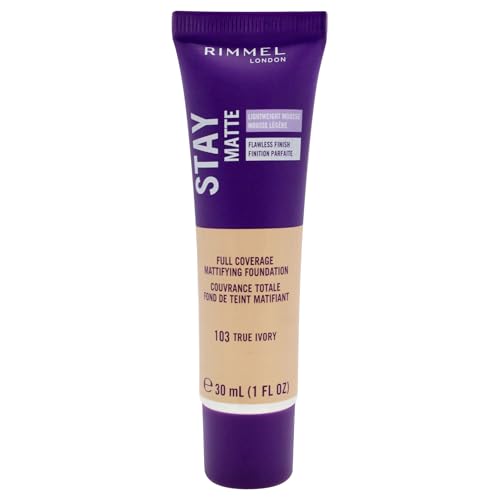 Base de Maquillaje Rimmel Stay Matte True Ivory 1 Onza Líquida con Acabado Mate Suave para un Look Naturalmente Perfecto - imagen 3