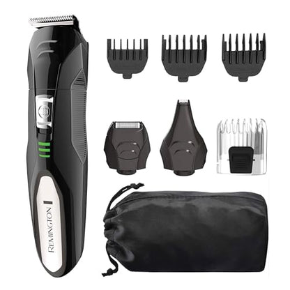 Kit de Afeitado Todo en Uno Remington PG6025, 8 Piezas, Recortadora, Afeitadora para Hombre, Cortapelos, Peines para Barba y Stubble, Negro - imagen 1