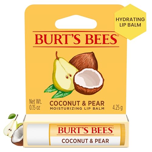 Bálsamo Labial Burt's Bees de Coco y Pera, Hidratante Labial con Cera de Abejas de Sostenibilidad Responsable, Tratamiento Labial Natural, 1 Tubo, - imagen 1