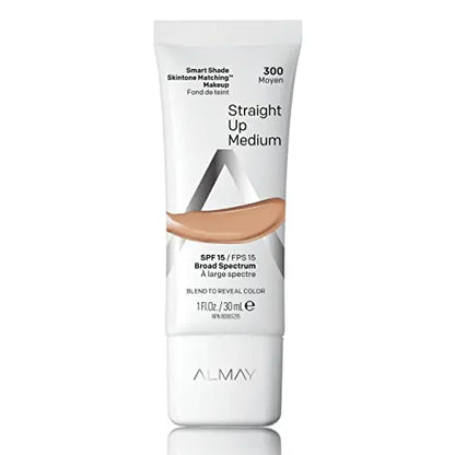 Base de Maquillaje Almay que Combina con el Tono de Piel, Smart Shade con SPF 15, Hipoalergénica, Libre de Aceite, 300 Straight Up Medium, 1 fl oz - imagen 4