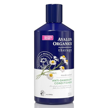 Acondicionador Medicado Anti-Dandruff Avalon Organics Therapy para Cabello Suave y Libre de Escamas, 14 Onzas Líquidas - imagen 2