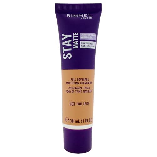 Base líquida Rimmel London Stay Matte Mousse - 203 Beige Verdadero - Ligera, Control de Brillo, Sin Aceite, 1oz - imagen 3