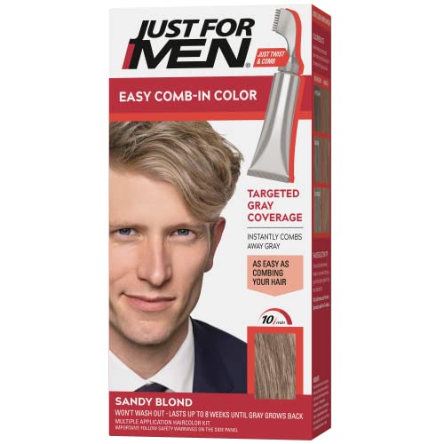 Just For Men Tinte para Cabello Masculino Fácil de Aplicar con Peine - Rubio Arenoso, A-10, Paquete de 1 - imagen 3