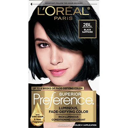 Coloración Permanente L'Oreal Paris Superior Preference Fade-Defying + Shine, 2BL Negro Zafiro, Paquete de 1, Tinte para Cabello - imagen 2