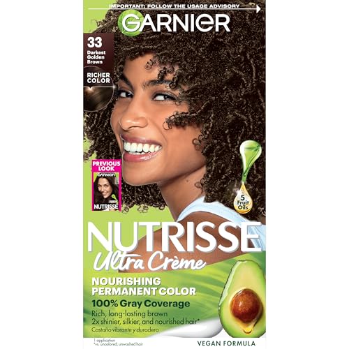 Garnier Nutrisse Ultra Crème Coloración Capilar Permanente, Tinte para Cabello 100% Cobertura de Canas, Vegano y Libre de Crueldad, 33 Marrón Dorado - imagen 3