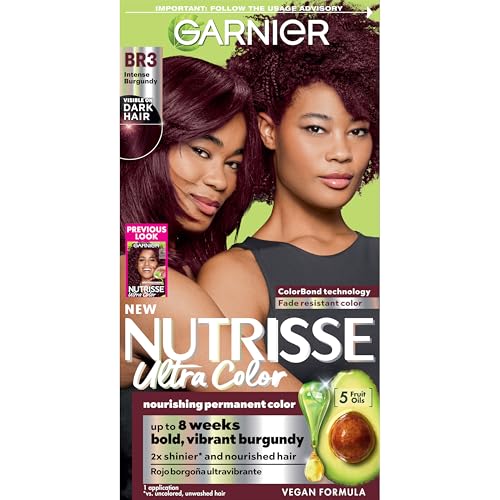 Garnier Nutrisse Ultra Color Tinte para Cabello, Coloración Permanente BR3 Burgundy Intenso (Lotus Berry), Resultados Vibrantes y Resistentes al - imagen 1