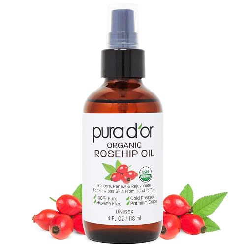 PURA D'OR Aceite de Semilla de Rosa Mosqueta Orgánico 4 Oz - 100% Puro Prensado en Frío Certificado USDA - Tratamiento Antienvejecimiento Rico en - imagen 3