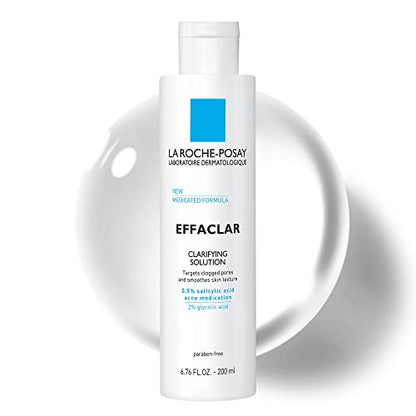 Tónico Aclarador La Roche-Posay Effaclar con Ácido Salicílico y Ácido Glicólico, Refinador de Poros para Piel Grasa, Exfoliante Suave para - imagen 2
