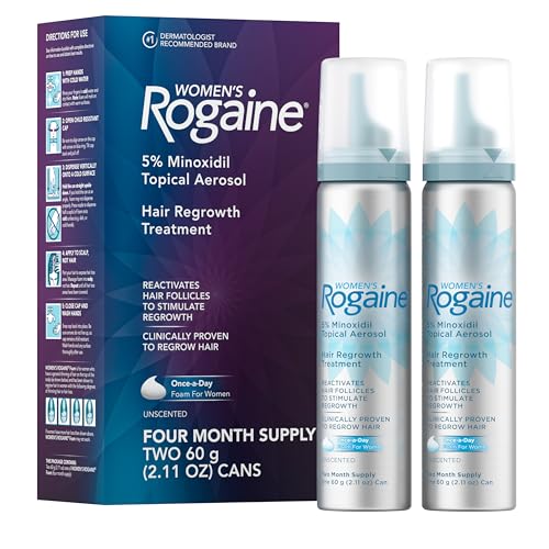 Rogaine para Mujeres Espuma 5% Minoxidil, Tratamiento para Pérdida de Cabello, Espuma Tópica Sin Fragancia, 4 Meses, 2 x 2.11 oz - imagen 1
