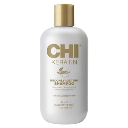 Champú Reconstructor CHI Keratin, Aporta Brillo y Previene Quiebre Futuro, Libre de Sulfatos, Parabenos y Crueldad, 12 Oz - imagen 3