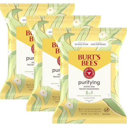 Toallitas Faciales Burt's Bees de Té Blanco, para Todo Tipo de Piel, Esenciales para Regreso a Clases, Desmaquillante Hidratante, 30 Ct. (Paquete de - imagen 2