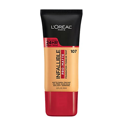 Base líquida de larga duración L'Oreal Paris Infallible Pro-Matte, tono Beige Fresco, 1 fl oz - imagen 1