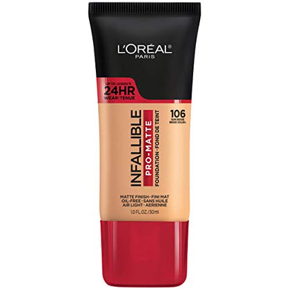 Base líquida de larga duración L'Oreal Paris Infallible Pro-Matte, tono Beige Solar, 1 fl oz - imagen 1