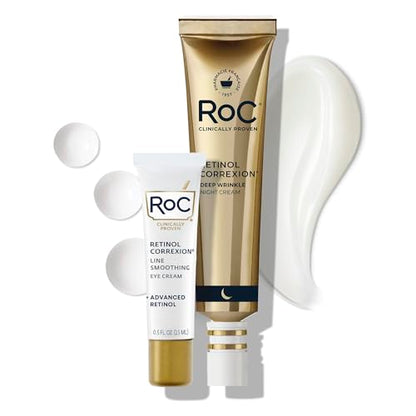 Set de Valor RoC Retinol Correxion Dúo, Crema Facial Nocturna Antienvejecimiento para Arrugas Profundas + Crema para Ojos para Ojeras y Hinchazón - imagen 1