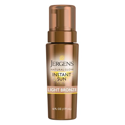 Mousse Autobronceador Jergens Natural Glow Instant Sun, Bronceado Ligero, Bronceador Corporal Sin Sol, Color Natural al Instante, 6 Oz - imagen 1