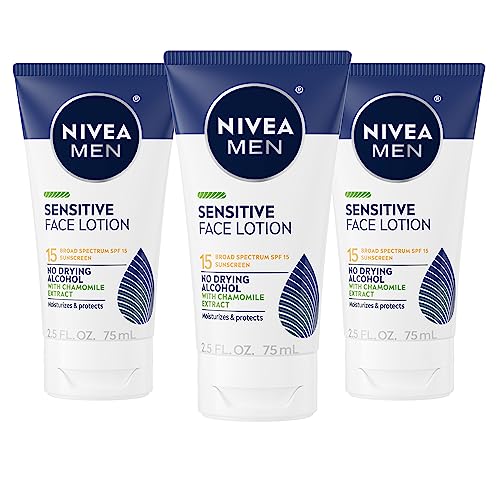 Loción Facial NIVEA MEN Sensible con SPF 15, Protector Solar de Espectro Amplio, Paquete de 3 Tubos de 2.5 Fl Oz - imagen 3