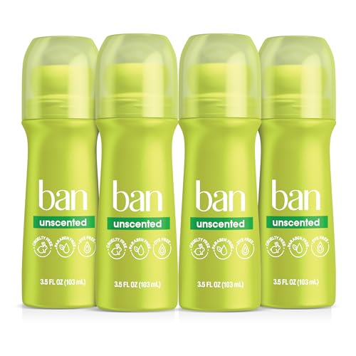 Antitranspirante Ban Original Sin Fragancia 24 Horas Invisible, 3.5oz Roll-on, Paquete de 4, Protección Contra Sudor y Olores - imagen 1